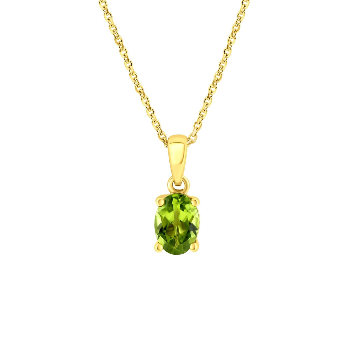 18ct yellow gold 7mm x 5mm peridot pendant