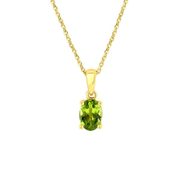 18ct yellow gold 7mm x 5mm peridot pendant