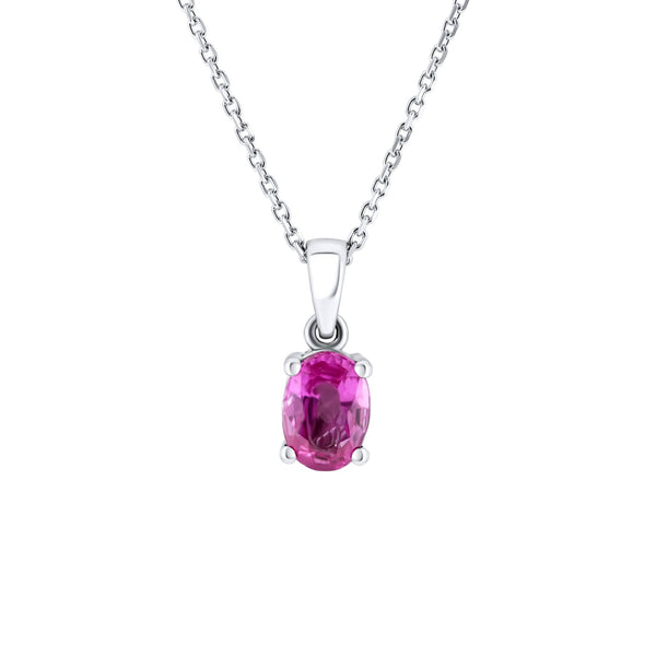 Platinum 7mm x 5mm pink sapphire pendant