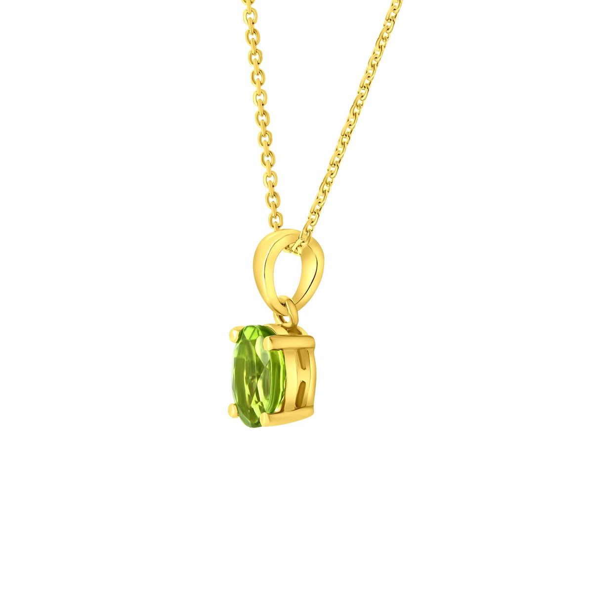 18ct yellow gold 7mm x 5mm peridot pendant