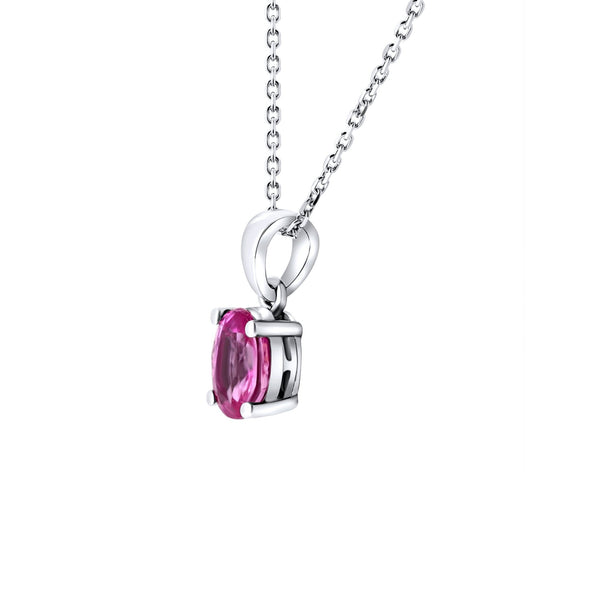 Platinum 7mm x 5mm pink sapphire pendant