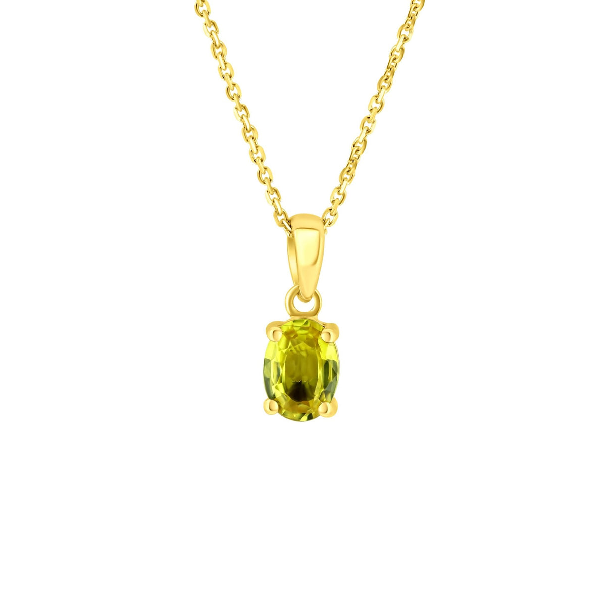 18ct yellow gold 7mm x 5mm yellow sapphire pendant