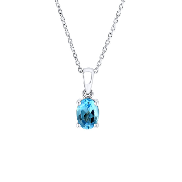 Platinum 7mm x 5mm Swiss blue topaz pendant