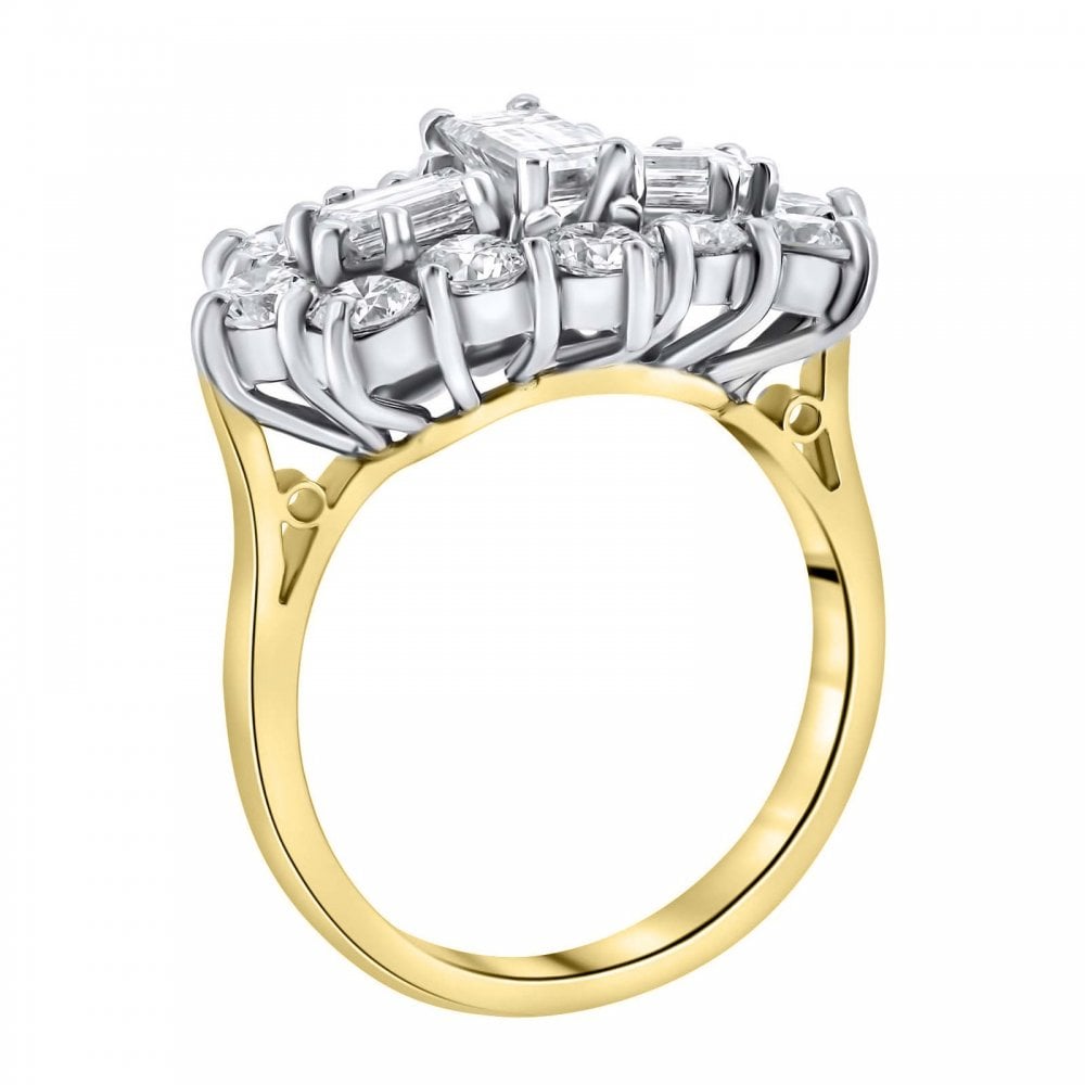 18ct yellow gold 2.50ct baguette diamond cluster ring
