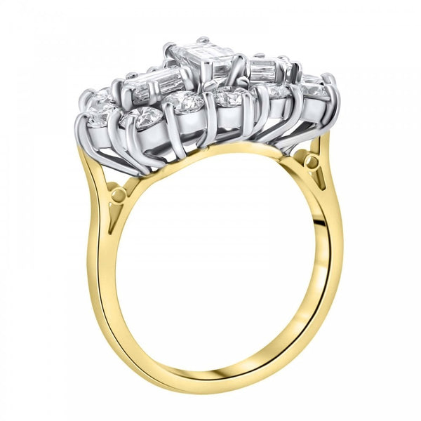 18ct yellow gold 2.50ct baguette diamond cluster ring