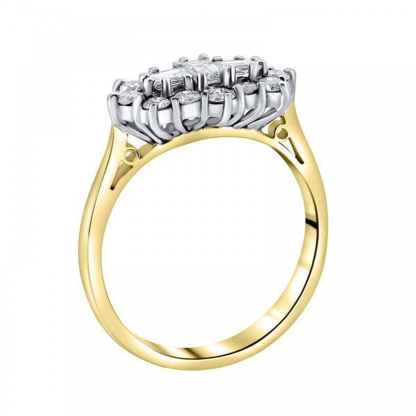 18ct yellow gold 1.00ct baguette diamond cluster ring