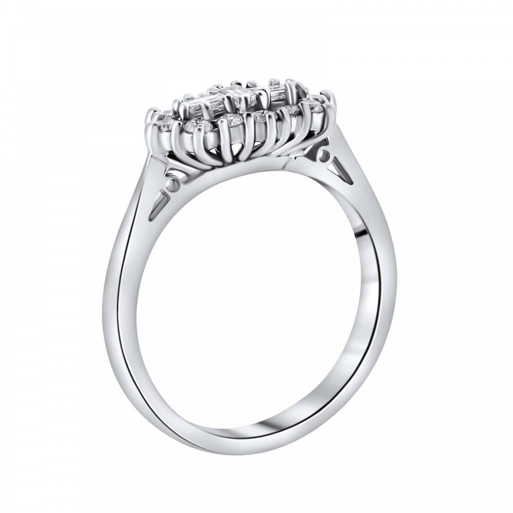 Platinum 0.50ct baguette diamond cluster ring