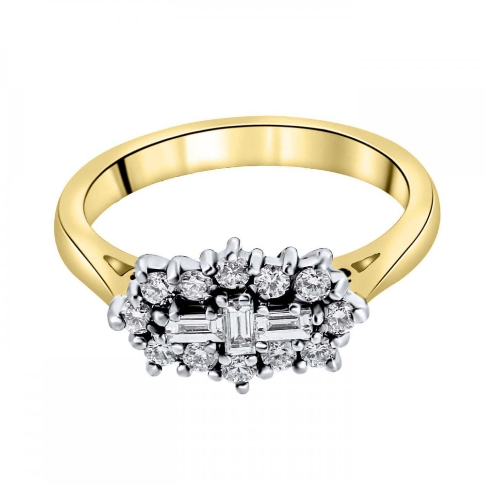 18ct yellow gold 0.50ct baguette diamond cluster ring