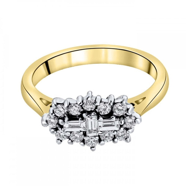 18ct yellow gold 0.50ct baguette diamond cluster ring
