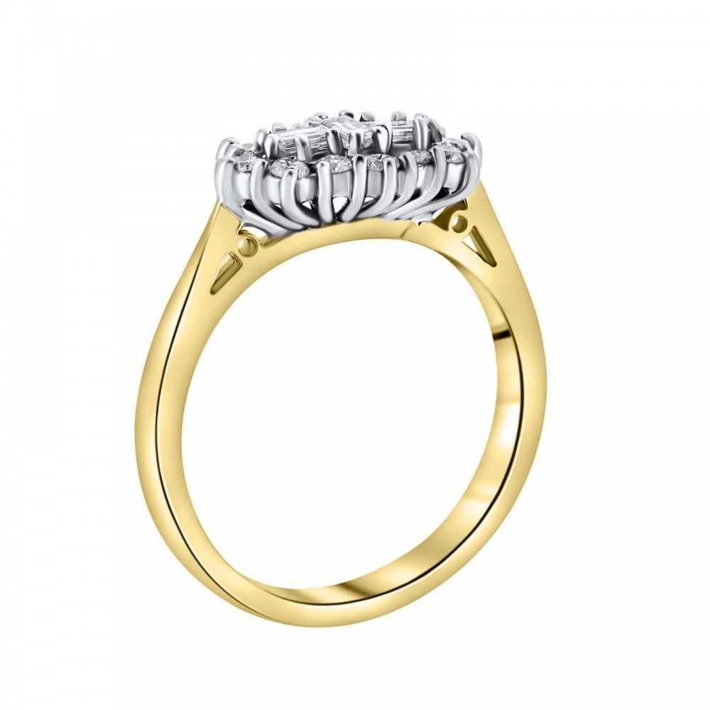 18ct yellow gold 0.50ct baguette diamond cluster ring
