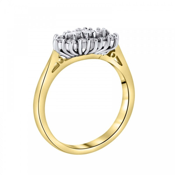 18ct yellow gold 0.50ct baguette diamond cluster ring