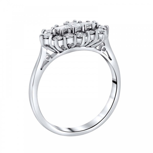Platinum 1.00ct baguette diamond cluster ring