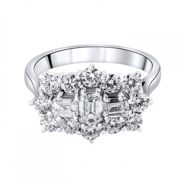 Platinum 2.00ct baguette diamond cluster ring