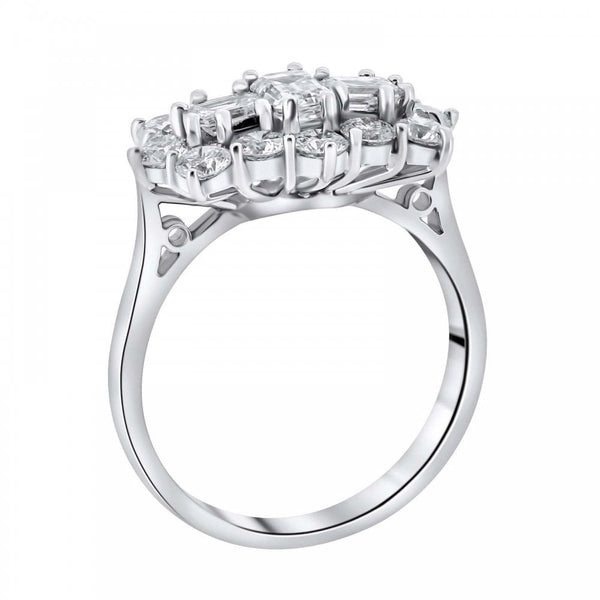 Platinum 2.00ct baguette diamond cluster ring