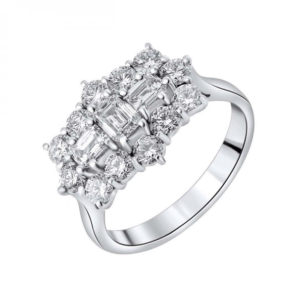 Platinum 1.30ct Baguette Diamond Cluster Ring