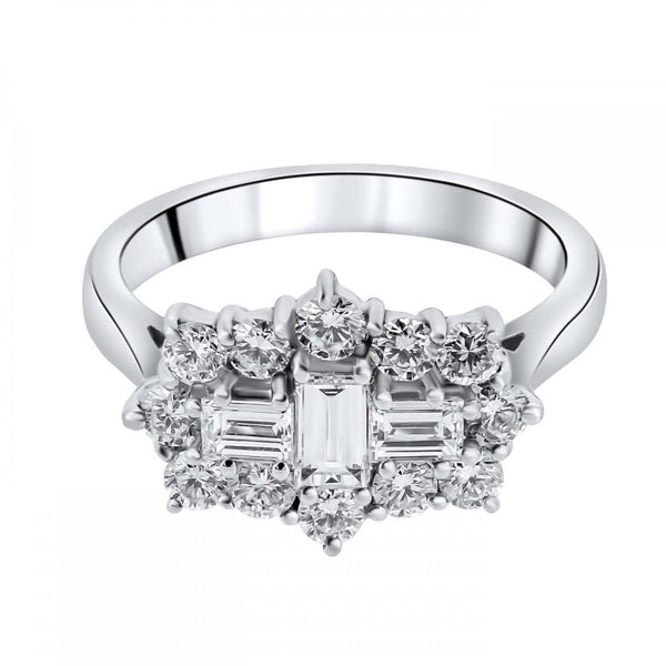 Platinum 1.30ct baguette diamond cluster ring