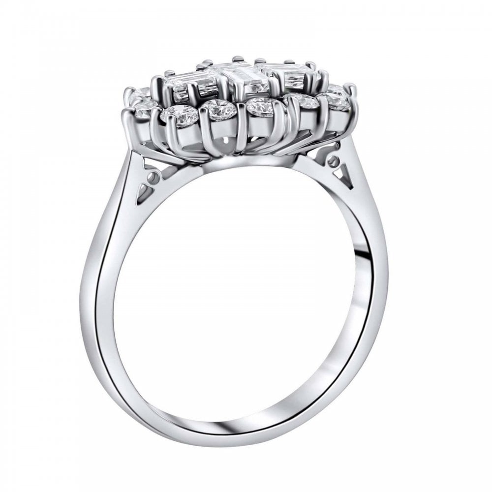 Platinum 1.30ct baguette diamond cluster ring