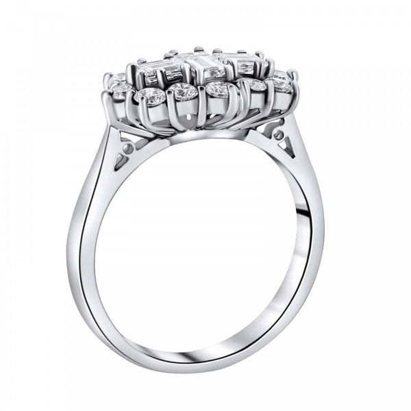 Platinum 1.30ct baguette diamond cluster ring