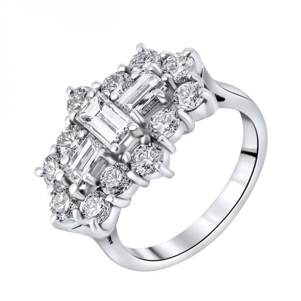 Platinum 2.50ct baguette diamond cluster ring