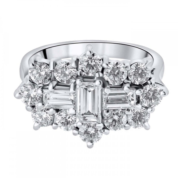 Platinum 2.50ct baguette diamond cluster ring