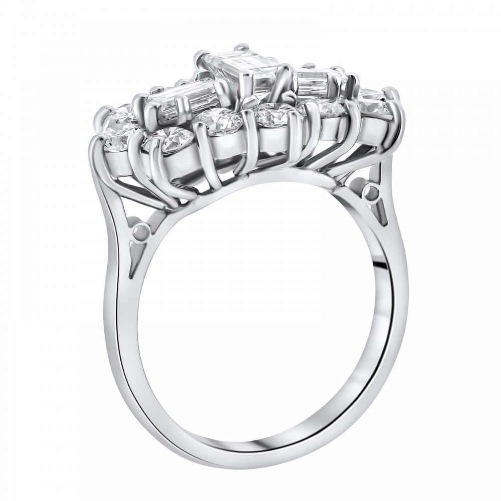 Platinum 2.50ct baguette diamond cluster ring