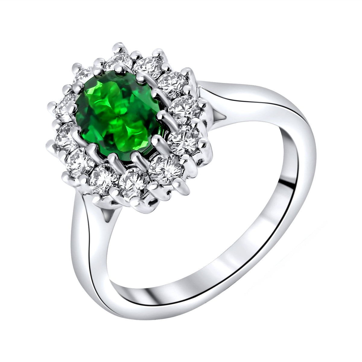 Platinum 1.33ct oval tsavorite garnet & 0.65ct diamond ring
