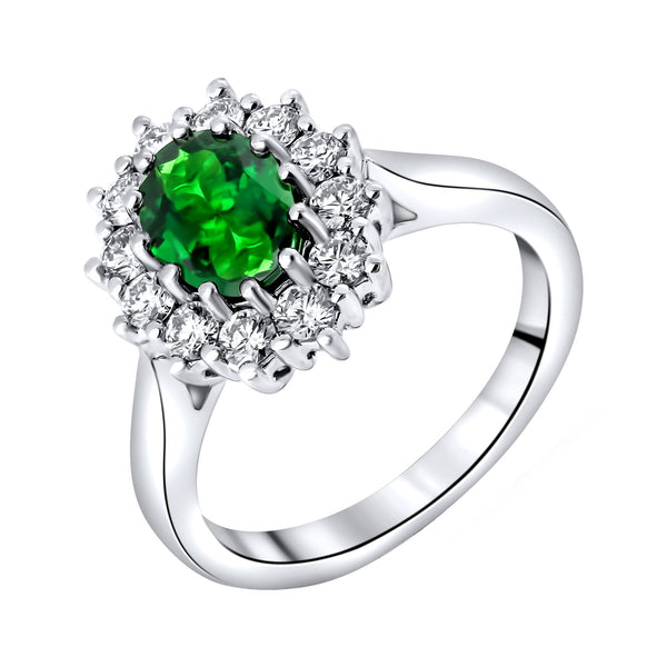 Platinum 1.33ct oval tsavorite garnet & 0.65ct diamond ring