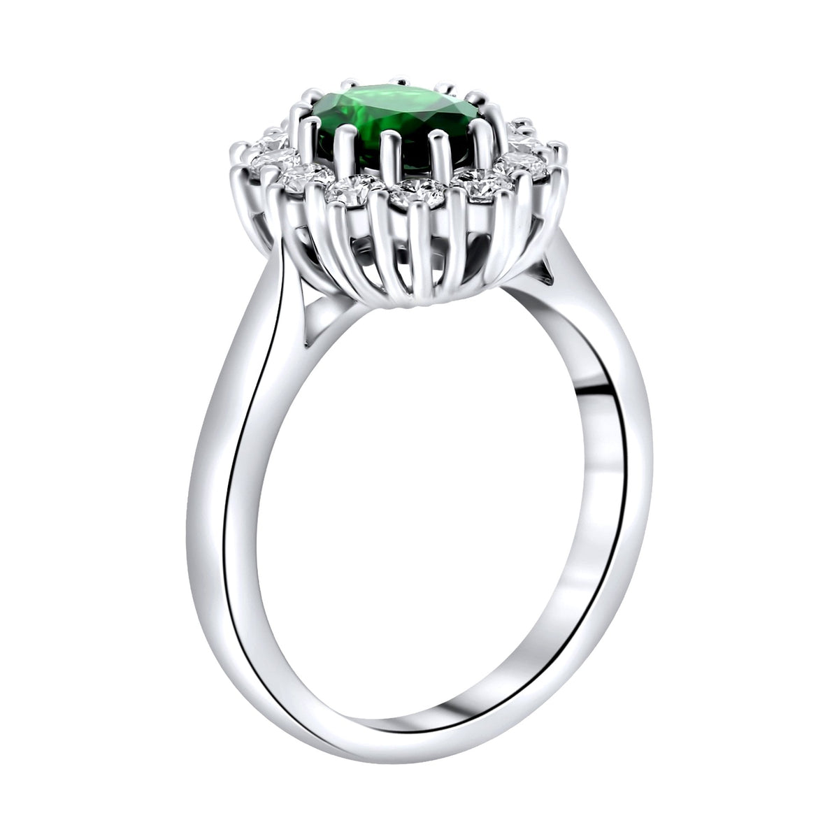 Platinum 1.33ct oval tsavorite garnet & 0.65ct diamond ring