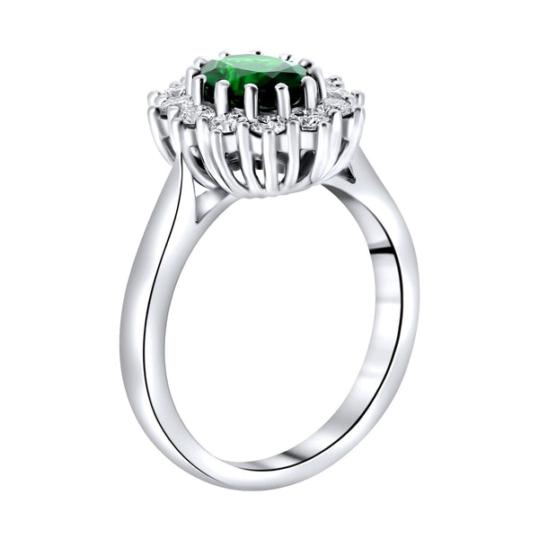 Platinum 1.33ct oval tsavorite garnet & 0.65ct diamond ring