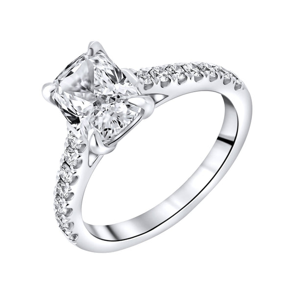 Lab grown platinum 2.04ct D VVS2 elongated cushion diamond ring