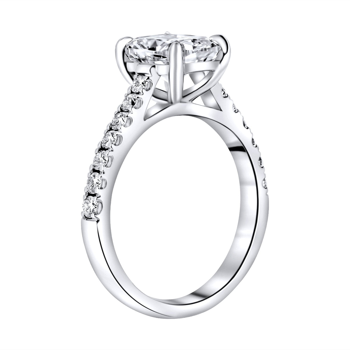Lab grown platinum 2.04ct D VVS2 elongated cushion diamond ring