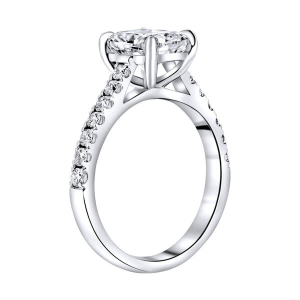 Lab grown platinum 2.04ct D VVS2 elongated cushion diamond ring