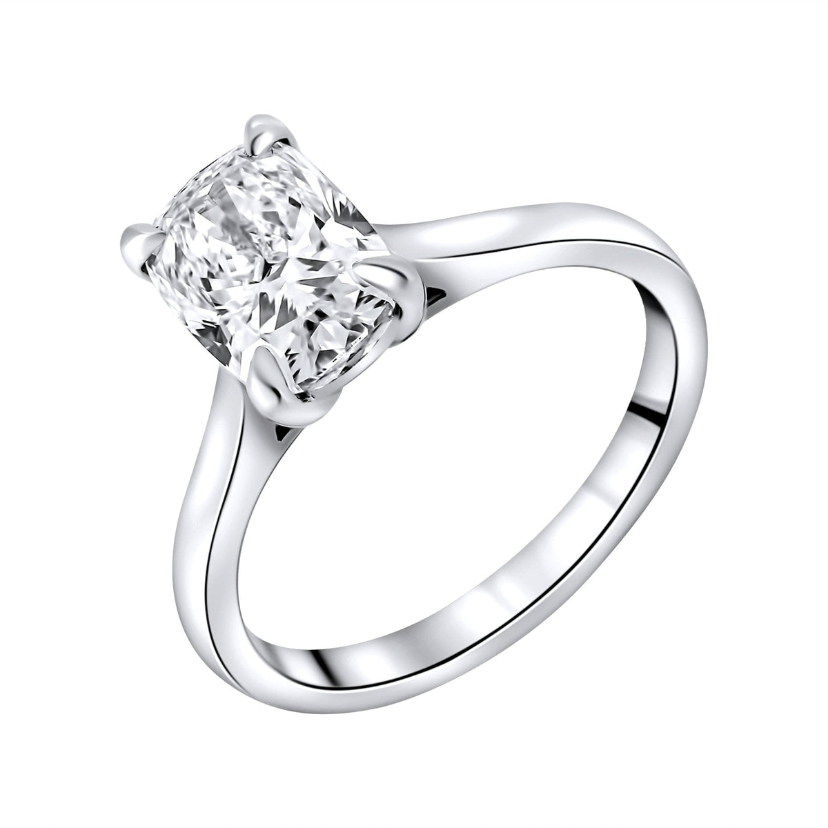 Lab grown platinum 2.08ct D VVS2 elongated cushion diamond ring