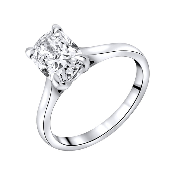 Lab grown platinum 2.08ct D VVS2 elongated cushion diamond ring
