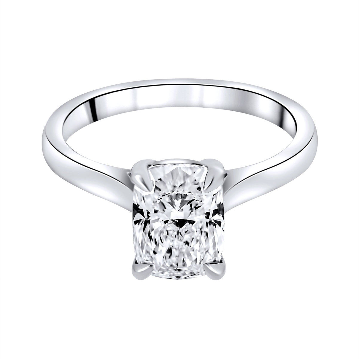 Lab grown platinum 2.08ct D VVS2 elongated cushion diamond ring
