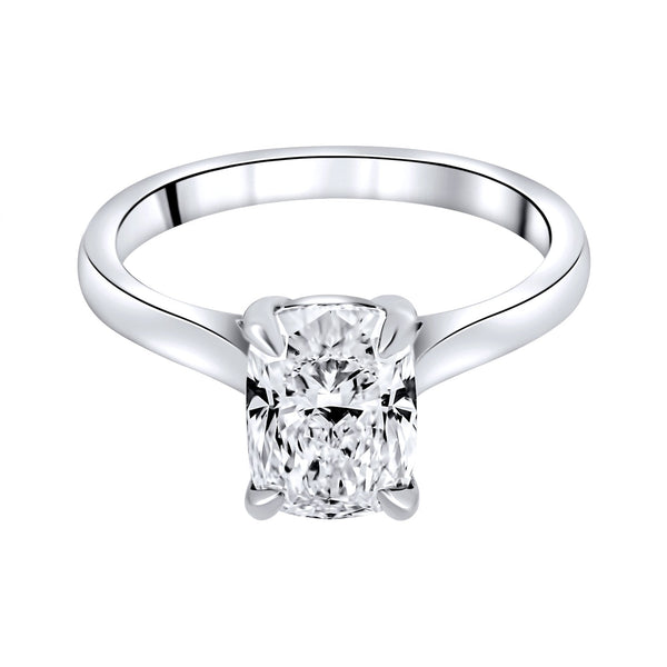 Lab grown platinum 2.08ct D VVS2 elongated cushion diamond ring