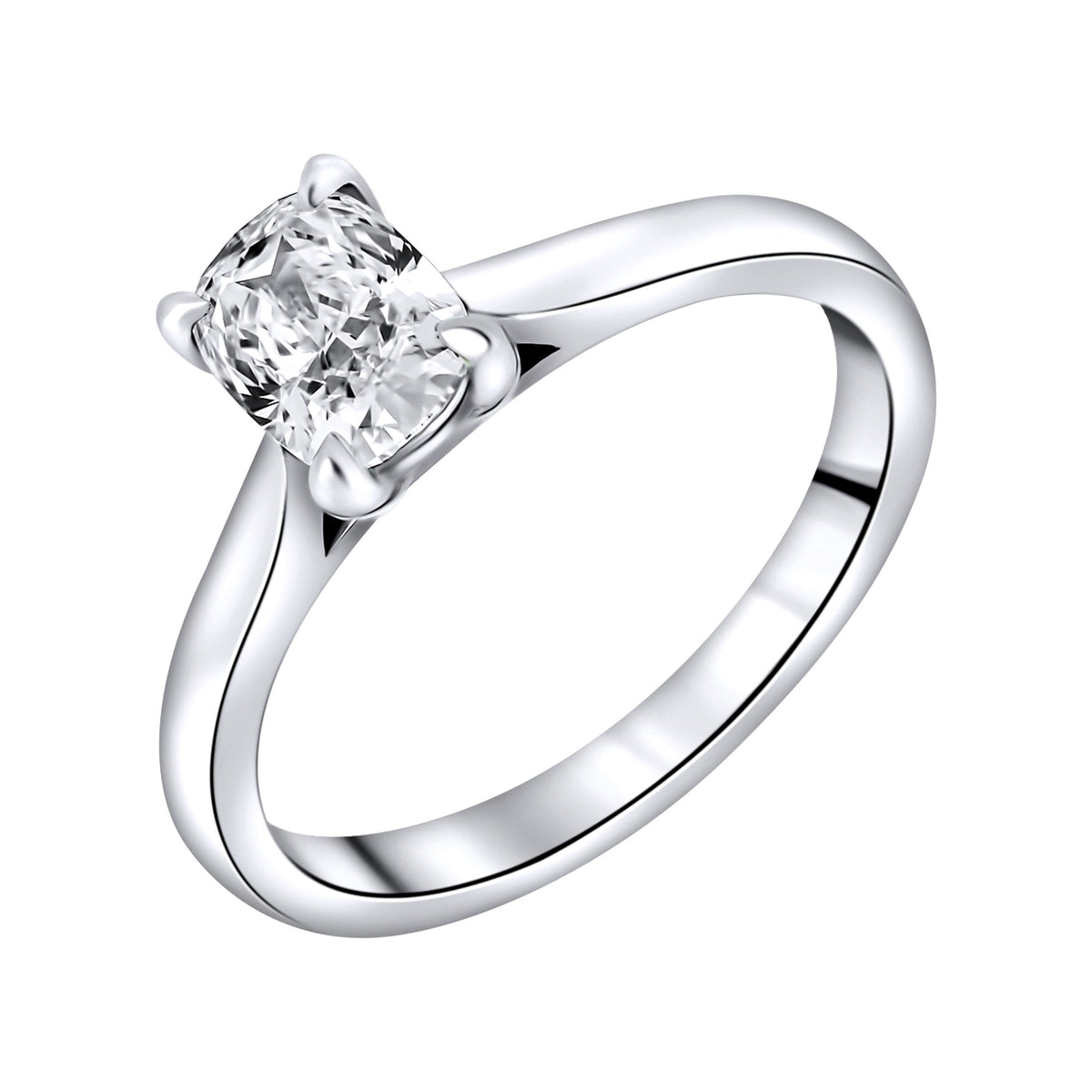Lab grown platinum 1.02ct D VVS2 elongated cushion diamond ring