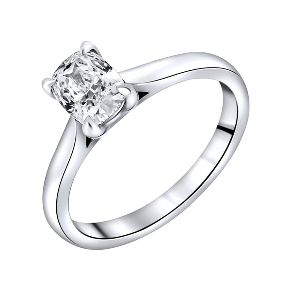 Lab grown platinum 1.02ct D VVS2 elongated cushion diamond ring