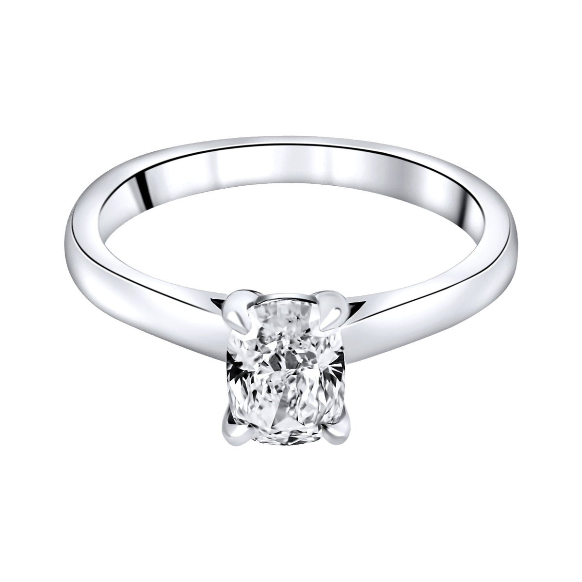 Lab grown platinum 1.02ct D VVS2 elongated cushion diamond ring