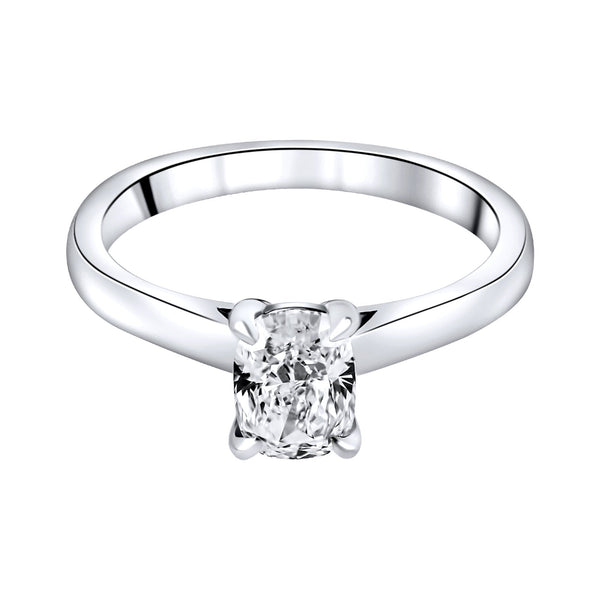 Lab grown platinum 1.02ct D VVS2 elongated cushion diamond ring