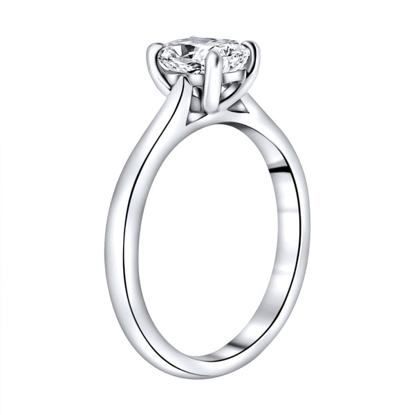 Lab grown platinum 1.02ct D VVS2 elongated cushion diamond ring