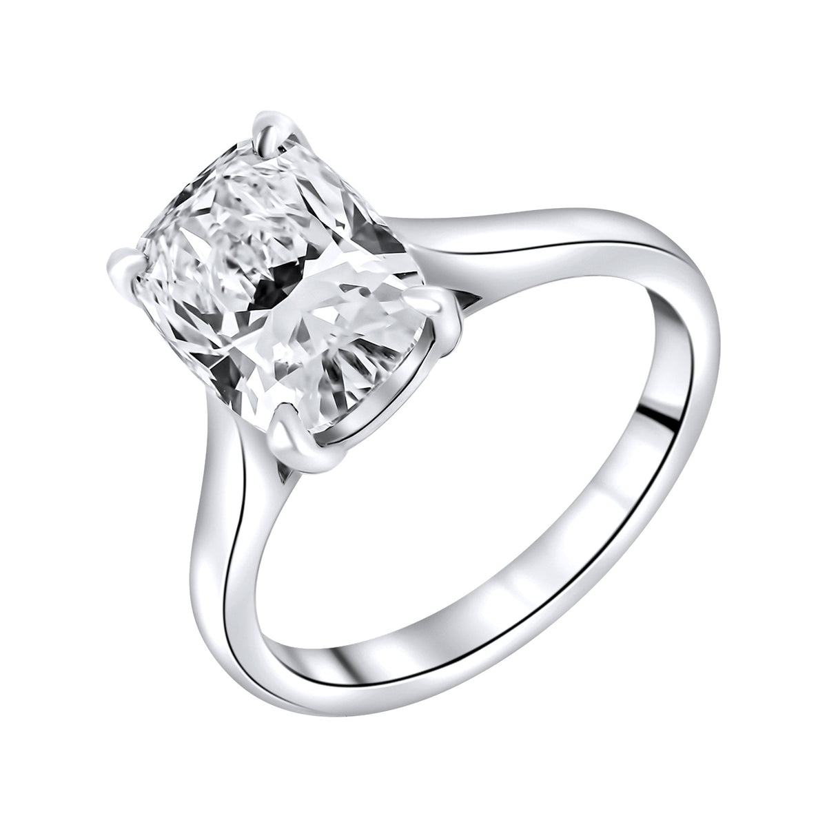 Lab grown platinum 3.08ct D VVS2 elongated cushion diamond ring
