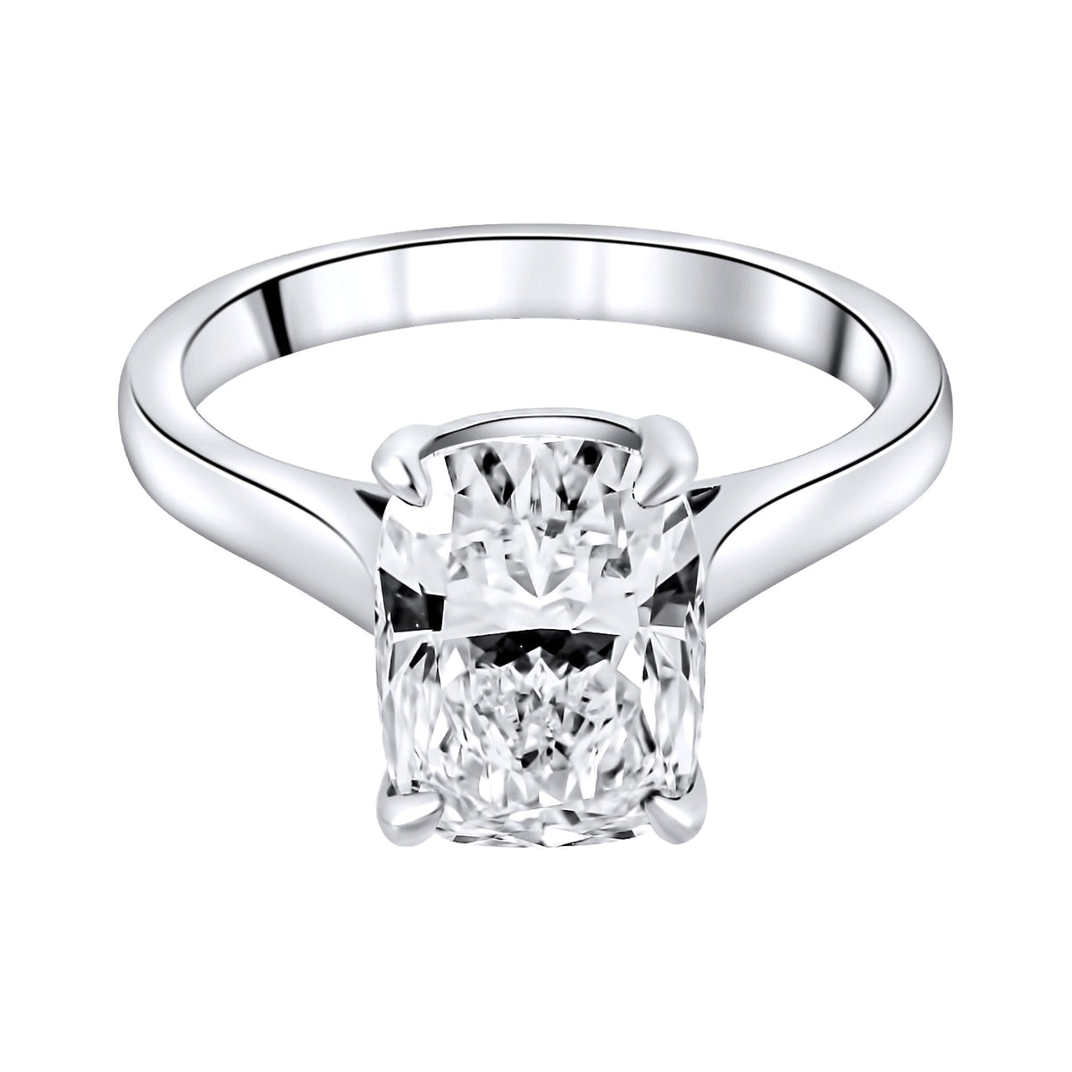 Lab grown platinum 3.08ct D VVS2 elongated cushion diamond ring