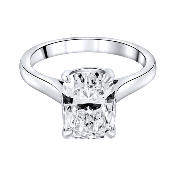 Lab grown platinum 3.08ct D VVS2 elongated cushion diamond ring