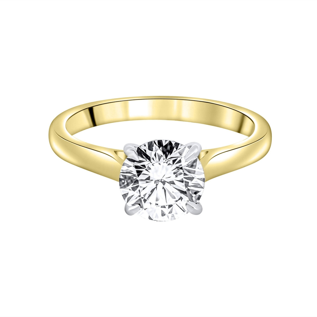 Lab grown 18ct yellow gold 1.50ct D VVS2 IGI round diamond ring