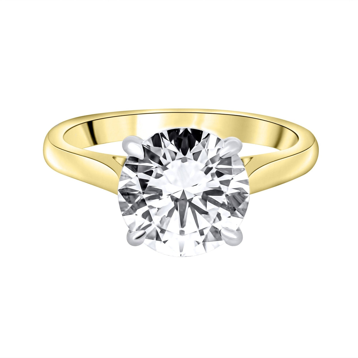Lab grown 18ct yellow gold 3.03ct D VVS2 IGI round diamond ring