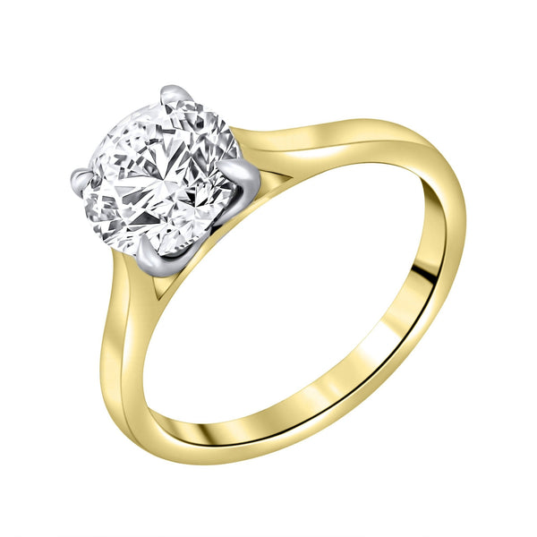 Lab grown 18ct yellow gold 2.01ct D VVS2 IGI round diamond ring