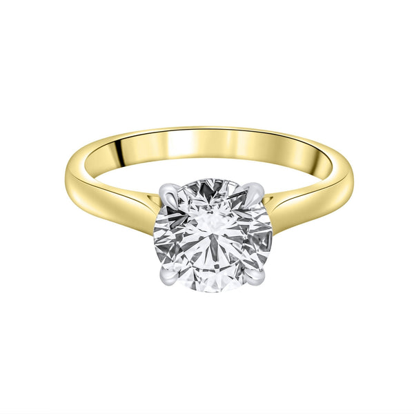 Lab grown 18ct yellow gold 2.01ct D VVS2 IGI round diamond ring