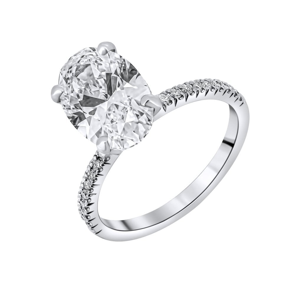 Lab grown platinum 3.01ct D VVS2 IGI oval cut diamond ring