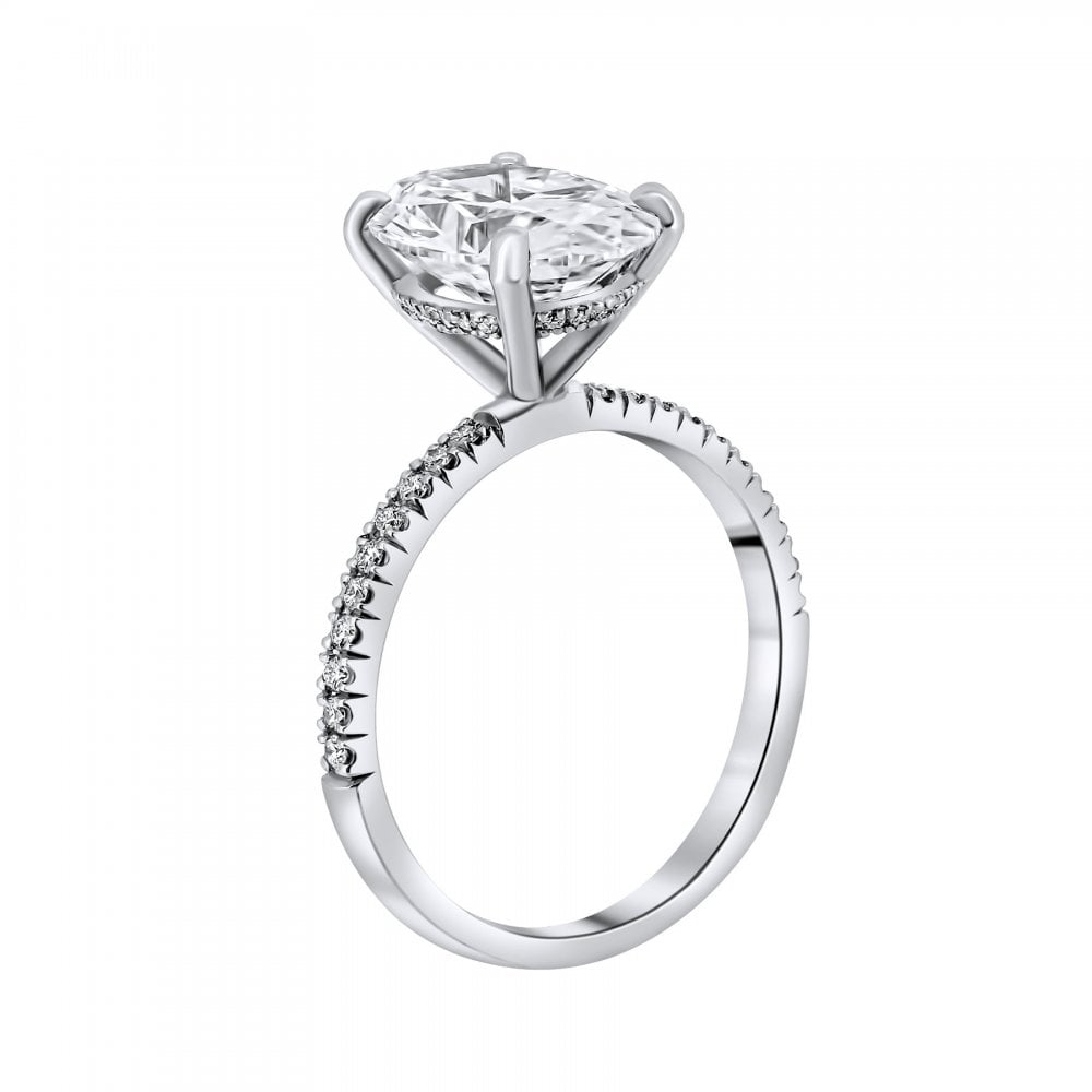 Lab grown platinum 3.01ct D VVS2 IGI oval cut diamond ring